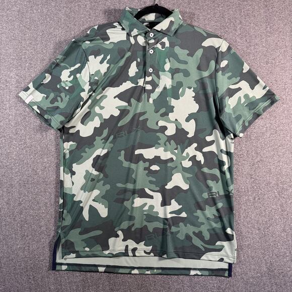 RLX Ralph Lauren Polo Shirt Mens Medium Green Camo Golf Wicking Stretch Tech - Picture 13 of 13